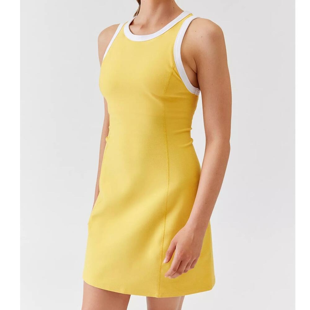 Beyond Yoga Spacedye Outlines Yellow Active Body Skimming Dress NWT Medium